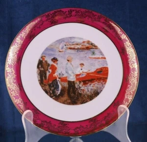 Vintage Limoges Ruderer Chatou Renoir Sammelteller Frankreich Gold Filigran 9 Zoll - Bild 1 von 7