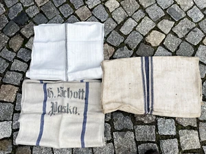 144/3/1121 Leinensack 3x Mehlsack Bauernleinen bedruckt mit Streifen antik - Bild 1 von 5