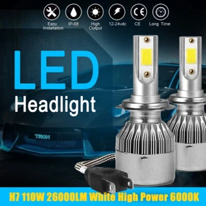 COB LED Headlight Conversion Bulb Kit H7 110W 26000LM White High Power 6000K - Picture 1 of 12
