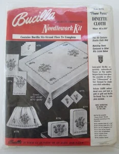 Vintage BUCILLA Flower Petals Needlework Kit  #8771 DINETTE TABLE CLOTH  41x52"  - Picture 1 of 4