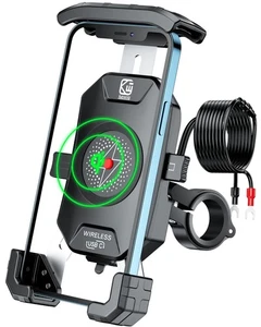BRCOVAN Support Téléphone Moto avec Chargeur Sans Fil Qi 15W et USB C 20W Fas... - Photo 1 sur 7