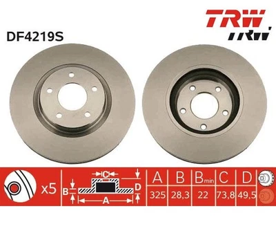 2 uds disco de freno TRW DF4219S para Jaguar XK8 Convertible XJ Foto 1 de 2