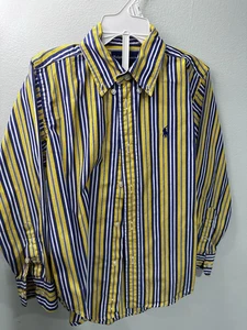 Vintage Polo Ralph Lauren Striped Yellow and Blue kids Shirt size 5 - Picture 1 of 5