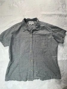 Camisa Columbia XL de Colección para Mujer Botón Frontal Cuadros Azul Negro Manga Corta - Imagen 1 de 7