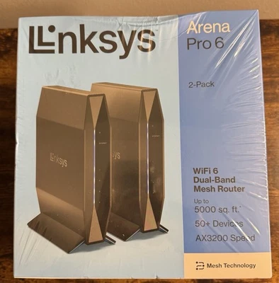 Linksys Arena Pro 6 AX3200 Dual-Band Mesh WiFi 6 Router (2-Pack)~New & Sealed !! - Image 1 of 4