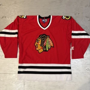 Vintage 90s NHL Starter Chicago Blackhawks Sewn Hockey Jersey Sz Large - Picture 1 of 20