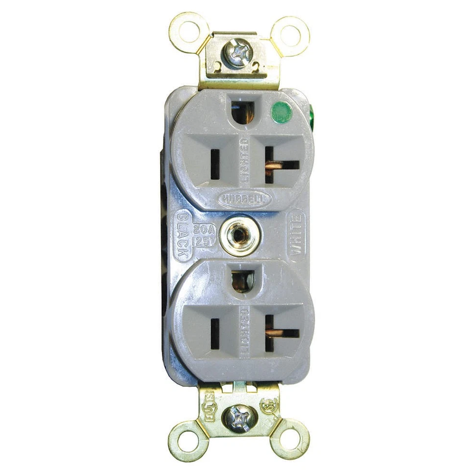HUBBELL HBL8300ILGY Receptacle,Gray,20 A,2P3W,Back; Side,1PK 2LBX7 - Image 1 of 1