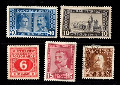 Lote de 5 selos postais da Bósnia e Herzegovina - Imagem 1 de 2