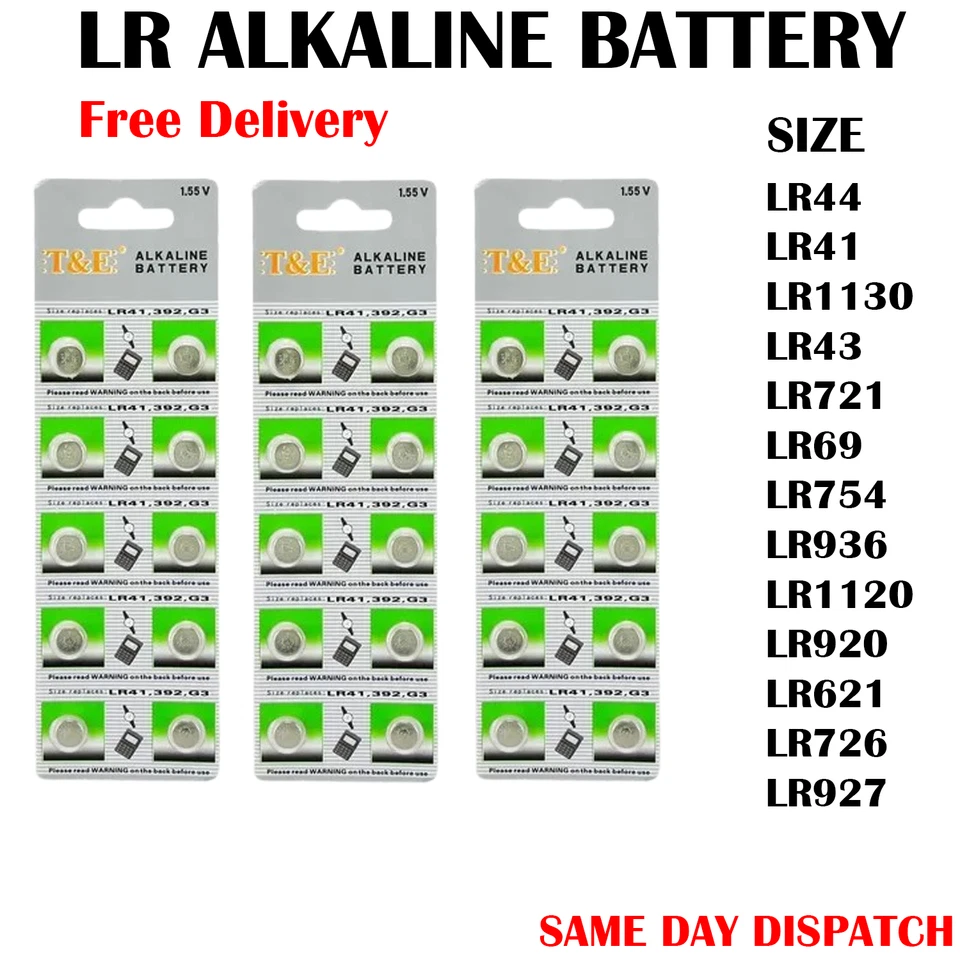 LR44, LR41, LR1130, LR43, LR936, LR754, Battery Button Coin Cell Batteries - Image 1 of 1
