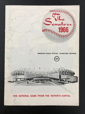1966 Washington Senators Baseball Game Scorecard MLB AL Program Souvenir NICE! - Image 1 of 3