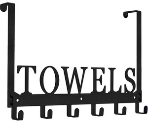Over The Door Hooks Towel Holder for Bathroom Mount Rack Metal Bath Hanger Be... - Picture 1 of 7