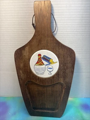 Tablero de queso de madera vintage con azulejo de vino y queso 13 pulgadas Foto 1 de 4