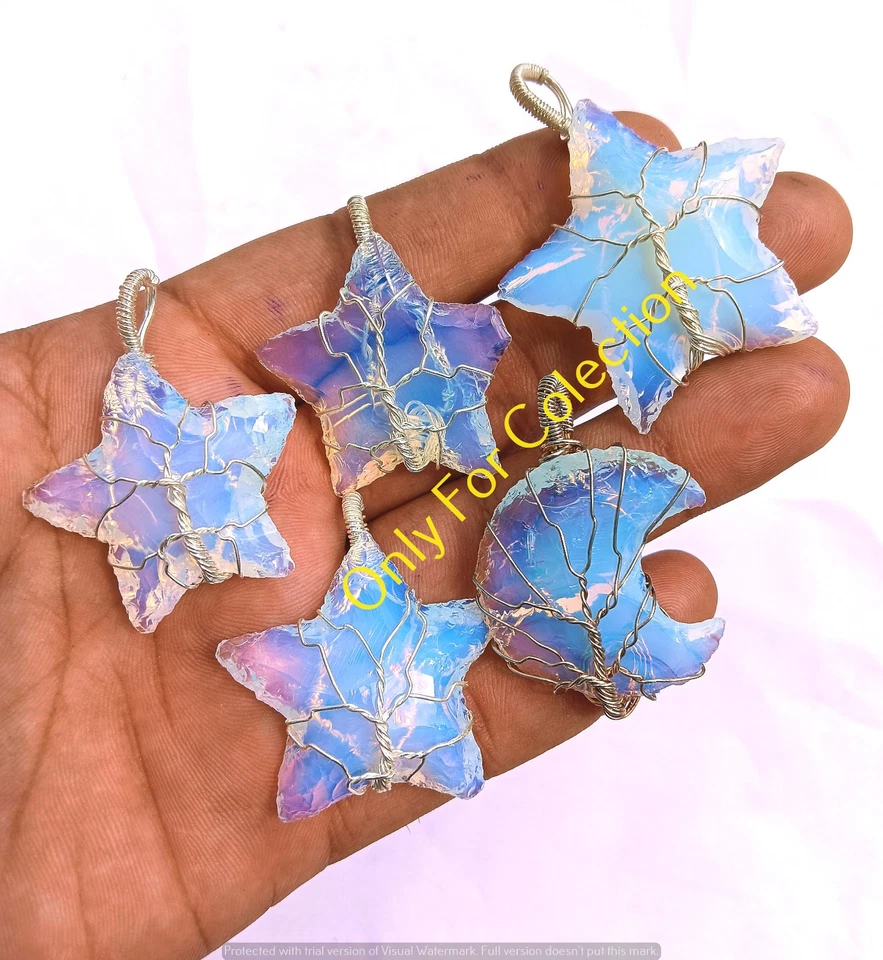 Lote de colgantes de estrellas de piedras preciosas de opalita a granel joyas envueltas en alambre de cobre Foto 1 de 3