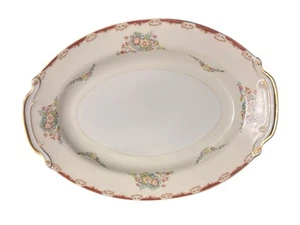 Lrge EMPRESS CHINA Hand Painted Floral 24k Rim Oval Serving Bowl & Plate Set - Picture 1 of 10
