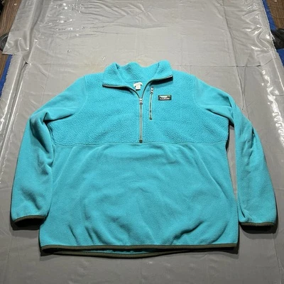 LL Bean Mujer Talla XL 1/2 Cremallera Pullover Polartec Chaqueta Suéter Bolsillo Verde azulado Foto 1 de 4