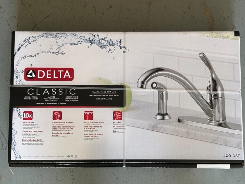 Delta 400-DST Single Handle Kitchen Faucet - Silver