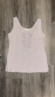 Майка Eileen Fisher XS ирландская льняная туника с бисером без рукавов лаванда фиолетовая - Изображение 1 из 4