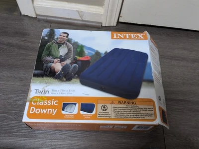 Intex Twin Size Classic Downy Inflatable Air Bed Mattress Open Box But New  - Image 1 of 4