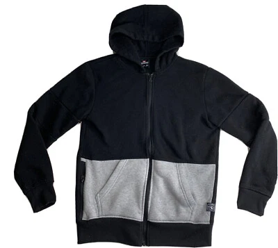 Jaqueta Southpole com capuz zíper completo juvenil tamanho M 10-12 preta cinza bolsos laterais  - Imagem 1 de 4