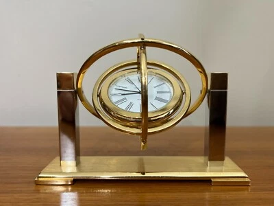 Reloj de Escritorio Vintage Bey-Berk Cuarzo Latón Pesado Globo, 5" Ancho, 4" Alto Foto 1 de 4