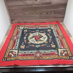 Vintage Wamcraft American Indian Western Thunderbird Bandana Scarf 21X21 Black  - Picture 1 of 5