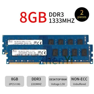 Per SKHynix 16GB 2x8GB 4GB 2GB DDR3 1333MHz PC3-10600U 2Rx8 1.5V Desktop RAM IT - Picture 1 of 12