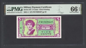 Military Payment Certificate - 5 Cents Series 541 Uncirculated Grade 66 - Picture 1 of 2