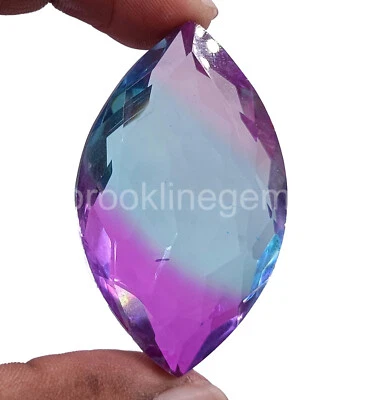 Piedra preciosa suelta EGL corte marquesa ametrino multicolor creada en laboratorio de 138,95 quilates 4HKS Foto 1 de 4