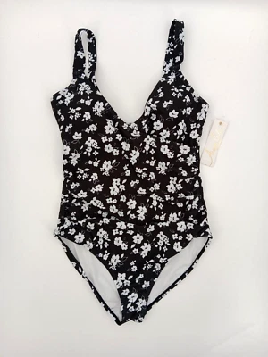 Traje de baño de una pieza para mujer Anne Cole - floral blanco y negro - talla 10 AE12-7 Foto 1 de 4