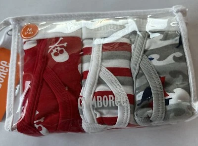 Cuecas Gymboree Boy tamanho M (7-8) piratas caveira e ossos cruzados e listras 3 pares novas com etiquetas - Imagem 1 de 4