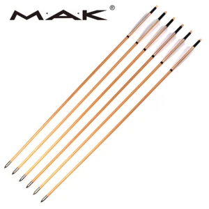 6Pcs 30'' SP500 8.5mm Wooden Arrows Turkey Feathers Outdoor Archery Hunting - Picture 1 of 11