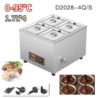 Electric Chocolate Melter Commercial Stainless Heater Maker Machine 1.7L*4 Pots - Image 1 of 4