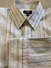 New $550 Fendi Men Dot Stripe Micro Fendi Ls Shirt Lt Brown Size 39 Italy