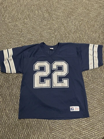 Vtg Logo 7 NFL Dallas Cowboys Emmitt Smith Jersey #22 Size L Made In USA Cover