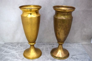 Pair of Older Used Brass Church Flower Vases, 12" (CU859) chalice co - Picture 1 of 8