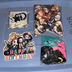 Demon Slayer Birthday Banner Cupcake Cake Toppers Balloons - Picture 1 of 1