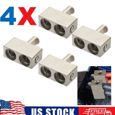 4x Car Audio Power/Ground Dual 1/0 Gauge To 1/0 Gauge Offset Amp Input Reducers - Image 1 of 4