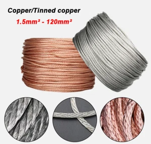 Rund Masseband Kupfer mit Kabelschuh Kupfergewebe 2,5mm² 4mm² 6mm² 10mm² 16mm² - Bild 1 von 12