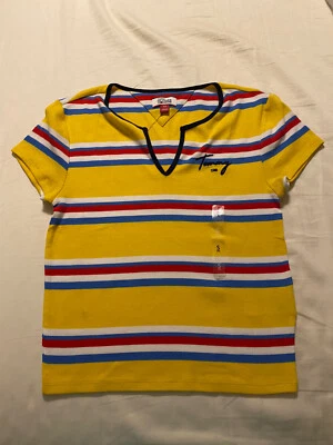 Tommy Hilfiger Girls Short-Sleeve Ribbed Split Neck  Tee (T) Shirt Small - Image 1 of 2