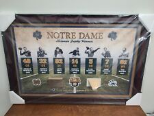 Framed Notre Dame Heisman Winners Picture w/ Brick and Bench Piece From Stadium