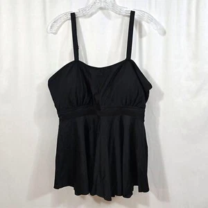 Bloomchic Swim Tankini Top Women's 1X Lace Insert Ruched Ruffle Hem Black NWT - Picture 1 of 8
