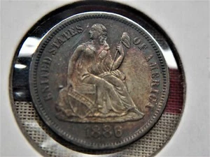 1886 SEATED DIME  STUNNING RAINBOW TONE TOP NOTCH ESTATE FIND - Picture 1 of 9