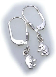 Ohrringe Hänger Igel echt Silber 925  massiv mattiert Kinderohrringe Ohrhänger - Picture 1 of 1