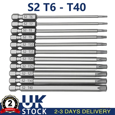 11Pcs Long Reach Torx Star Hex Security Bit Set Tamper Proof Screwdriver Bits UK