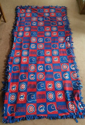 CHICAGO CUBS Fleece Throw Blanket 8' x 4' MLB Baseball Logo Red White Blue Cover