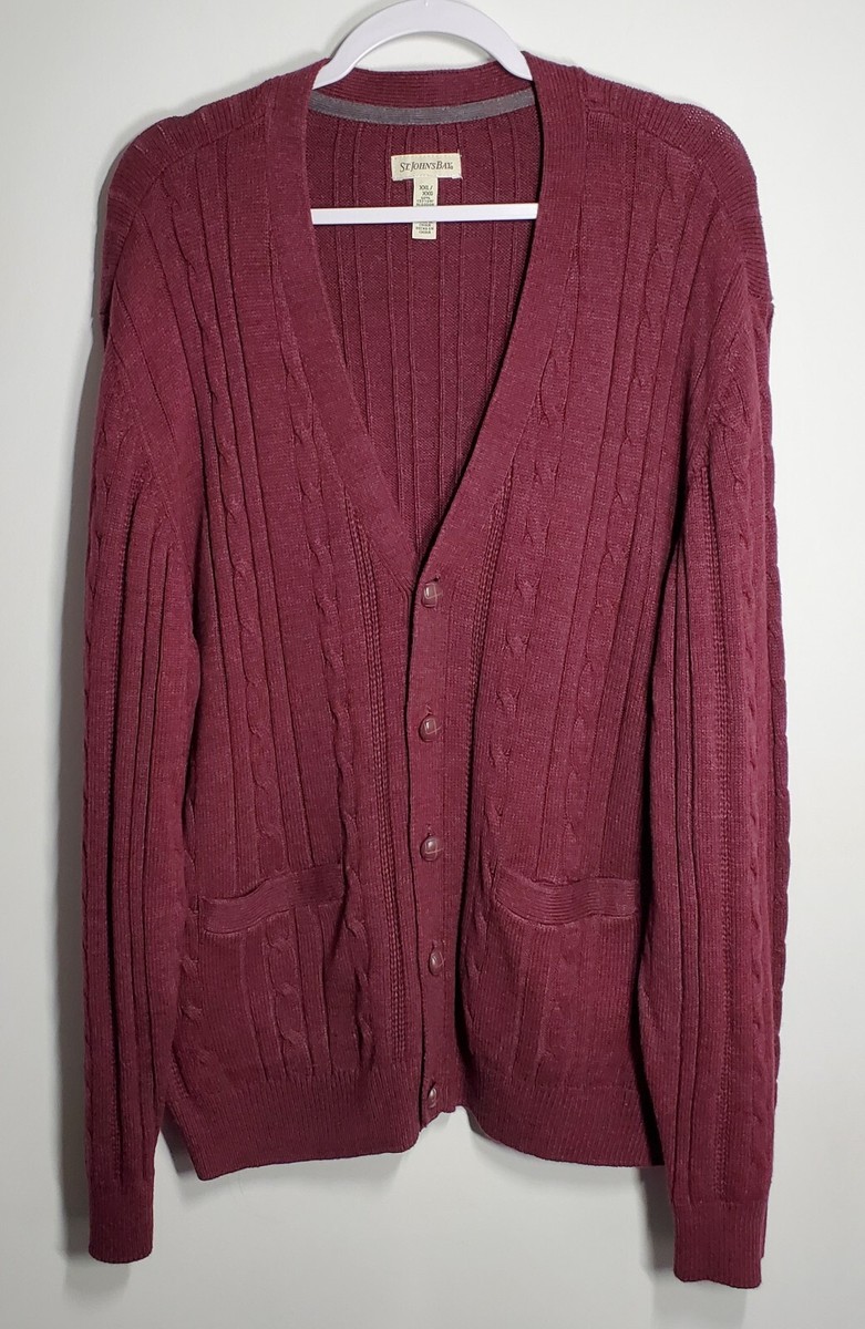 トップス 90s st john's bay cotton cardigan L St. John's Bay Womens V Neck Long Sleeve Button Cardigan