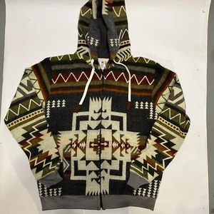 Atuk Nawi Warm Colors Aztec Multicolor Hoodie Size Medium Full Zip-Up Jacket - Picture 1 of 16