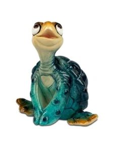 formano Dekofigur Schildkröte Harry blau sitzend 9 cm Kunststein glänzend - Bild 1 von 1