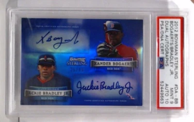 2012 BOWMAN STERLING JACKIE BRADLEY JR XANDER BOGAERT ROOKIE BLUE AUTO PSA 9 MPK - Image 1 of 2
