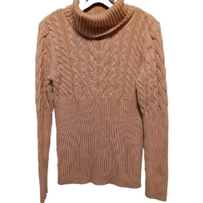 Suéter Axcess Mujer XL Rosa Cable Acanalado Tejido Manga Larga Cuello Tortuga Pullover Foto 1 de 4